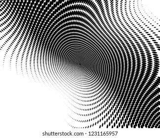 Wavy dotted lines background. Pattern of dots, dotted lines, circles of different scale. Digital Gradient. Pop-art style. Grunge Backdrop. Modern futuristic Abstract panel. Vector illustration