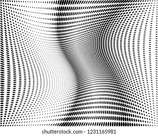 Wavy dotted lines background. Pattern of dots, dotted lines, circles of different scale. Digital Gradient. Pop-art style. Grunge Backdrop. Modern futuristic Abstract panel. Vector illustration