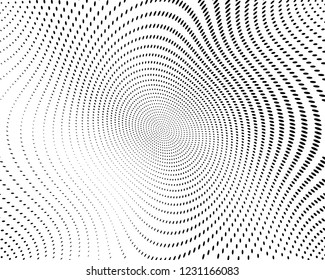 Wavy dotted lines background. Pattern of dots, dotted lines, circles of different scale. Digital Gradient. Pop-art style. Grunge Backdrop. Modern futuristic Abstract panel. Vector illustration