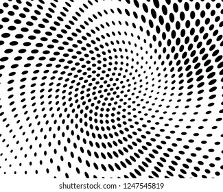 Wavy dotted lines background. Pattern of dots, dotted lines, circles of different scale. Digital Gradient. Pop-art style. Grunge Backdrop. Modern futuristic Abstract panel. Vector illustration