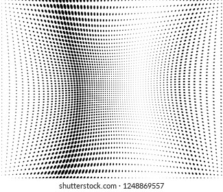 Wavy dotted lines background. Pattern of dots, dotted lines, circles of different scale. Digital Gradient. Pop-art style. Grunge Backdrop. Modern futuristic Abstract panel. Vector illustration