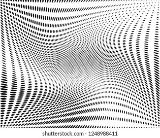 Wavy dotted lines background. Pattern of dots, dotted lines, circles of different scale. Digital Gradient. Pop-art style. Grunge Backdrop. Modern futuristic Abstract panel. Vector illustration