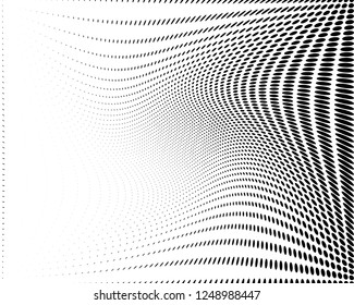 Wavy dotted lines background. Pattern of dots, dotted lines, circles of different scale. Digital Gradient. Pop-art style. Grunge Backdrop. Modern futuristic Abstract panel. Vector illustration