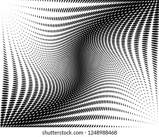 Wavy dotted lines background. Pattern of dots, dotted lines, circles of different scale. Digital Gradient. Pop-art style. Grunge Backdrop. Modern futuristic Abstract panel. Vector illustration