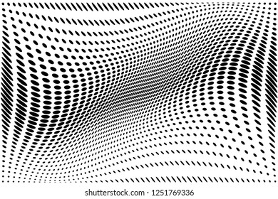 Wavy dotted lines background. Pattern of dots, dotted lines, circles of different scale. Digital Gradient. Pop-art style. Grunge Backdrop. Modern futuristic Abstract panel. Vector illustration