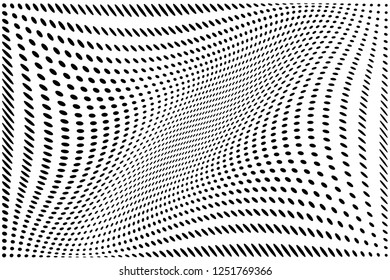 Wavy dotted lines background. Pattern of dots, dotted lines, circles of different scale. Digital Gradient. Pop-art style. Grunge Backdrop. Modern futuristic Abstract panel. Vector illustration