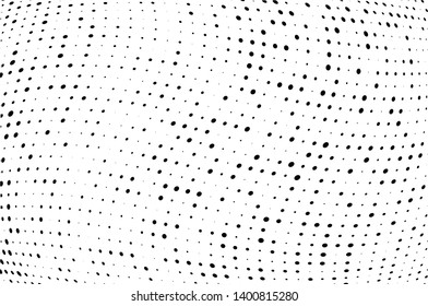 Wavy dotted lines background. Pattern of dots, dotted lines, circles of different scale. Digital Gradient. Pop-art style. Grunge Backdrop. Modern futuristic Abstract panel. Vector illustration