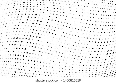 Wavy dotted lines background. Pattern of dots, dotted lines, circles of different scale. Digital Gradient. Pop-art style. Grunge Backdrop. Modern futuristic Abstract panel. Vector illustration