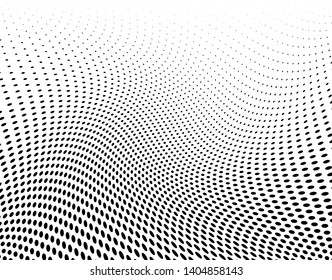 Wavy dotted lines background. Pattern of dots, dotted lines, circles of different scale. Digital Gradient. Pop-art style. Grunge Backdrop. Modern futuristic Abstract panel. Vector illustration