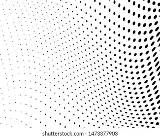 Wavy dotted lines background. Pattern of dots, dotted lines, circles of different scale. Digital Gradient. Pop-art style. Grunge Backdrop. Modern futuristic Abstract panel. Vector illustration