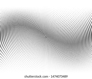 Wavy dotted lines background. Pattern of dots, dotted lines, circles of different scale. Digital Gradient. Pop-art style. Grunge Backdrop. Modern futuristic Abstract panel. Vector illustration