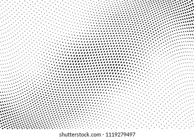 Wavy dotted lines. Halftone background. Futuristic panel. The backdrop to create a modern backgrounds, posters, banners in the style of pop art. Vector illustration  