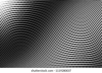 Wavy dotted lines. Halftone background. Futuristic panel. The backdrop to create a modern backgrounds, posters, banners in the style of pop art. Vector illustration  