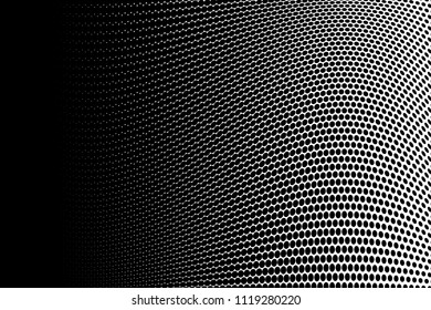 Wavy dotted lines. Halftone background. Futuristic panel. The backdrop to create a modern backgrounds, posters, banners in the style of pop art. Vector illustration  