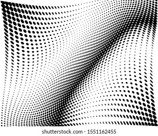 Wavy dotted lines. Monochrome background. Futuristic pattern. White background. Polka dot halftone pattern. Textile print design. Textile ornament. Gradient retro line pattern design. Surface texture.