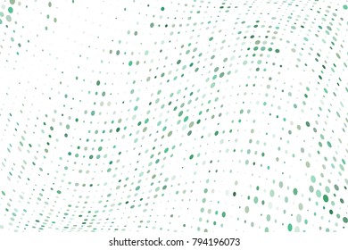 Wavy dotted pattern with circles, dots, point small and large scale. Design element for web banners, posters, cards, wallpapers, sites, panels. Pale green color. Vector illustration