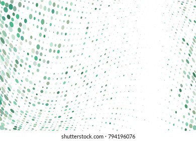 Wavy dotted pattern with circles, dots, point small and large scale. Design element for web banners, posters, cards, wallpapers, sites, panels. Pale green color. Vector illustration