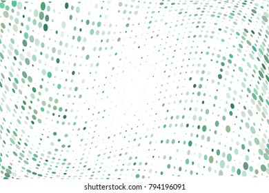Wavy dotted pattern with circles, dots, point small and large scale. Design element for web banners, posters, cards, wallpapers, sites, panels. Pale green color. Vector illustration