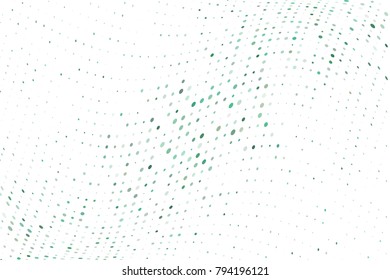 Wavy dotted pattern with circles, dots, point small and large scale. Design element for web banners, posters, cards, wallpapers, sites, panels. Pale green color. Vector illustration