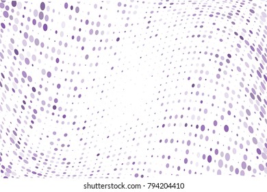 Wavy dotted pattern with circles, dots, point small and large scale. Design element for web banners, posters, cards, wallpapers, sites, panels. Violet, purple color. Vector illustration
