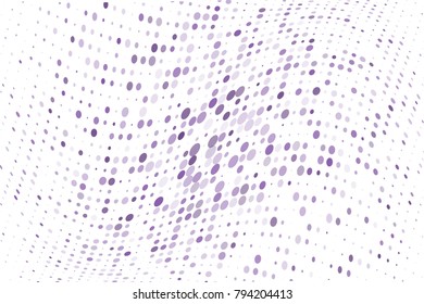 Wavy dotted pattern with circles, dots, point small and large scale. Design element for web banners, posters, cards, wallpapers, sites, panels. Violet, purple color. Vector illustration