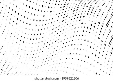 Wavy dotted pattern Halftone background. Backdrop with circles, dots, rounds, design element for web banners, posters, cards, wallpaper, sites. Pop art style. Vector illustration