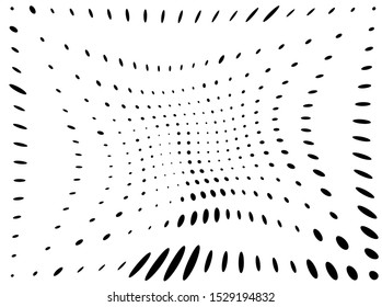 Wavy dotted pattern on light background. Vintage print. Futuristic panel. Vector graphic print. Dotted geometric pattern. Stylish pattern with black wavy dotted pattern on halftone white background.