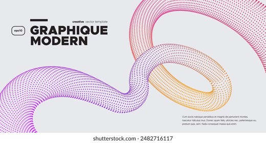 Wavy dotted shape with Rainbow colors. Vector illustration.