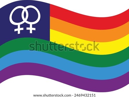 Wavy Double Venus Pride Flag Isolated in White