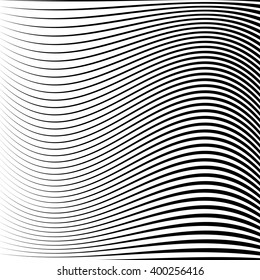 Wavy dynamic irregular lines pattern. Stripes with waving distortion. Minimal lined texture, background