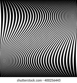 Wavy dynamic irregular lines pattern. Stripes with waving distortion. Minimal lined texture, background