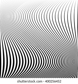 Wavy dynamic irregular lines pattern. Stripes with waving distortion. Minimal lined texture, background