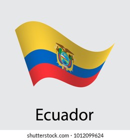Wavy Ecuador flag. Icon on a gray background. Vector illustration