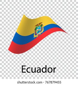 Wavy Ecuador flag. Icon on a transparent background. Vector illustration