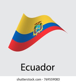 Wavy Ecuador flag. Icon on a gray background. Vector illustration
