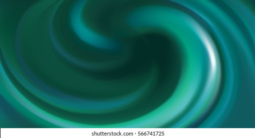 Wavy eddy aqua radial curvy fond with space for text in center. Fluid surface dark cool malachite color