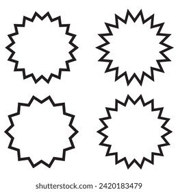 Wavy edge circle sticker. Star burst shape tags for price.