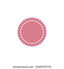 Wavy edge circle sticker. Star burst shape tags for price. Blank sale round sticker. Empty promo badge. Simple circle red wax seal. Vector illustrations set isolated on white background.