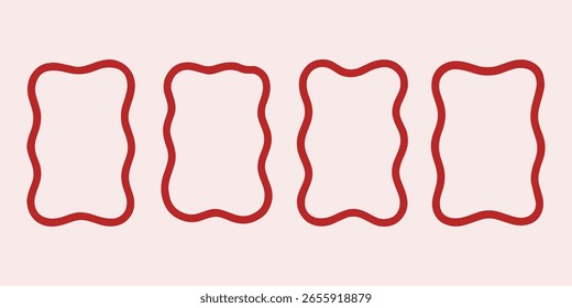 Wellenförmiger Rahmen Formen Vektor-Set - Rechteckige Kontur Rechteck Feld und Oval Doodle Skizze
