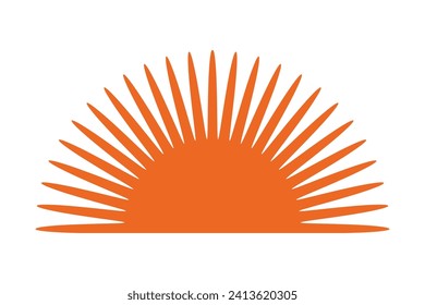 Icono de media naranja de borde ondulado. Símbolo semicircular de luz solar con bordes dentados. Aislado sobre un fondo blanco.