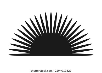 Wavy edge half-sun silhouette icon. A sunshine symbol with jagged edges. Isolated on a white background.