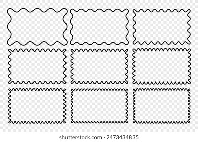 Wavy edge rectangle line vector frame