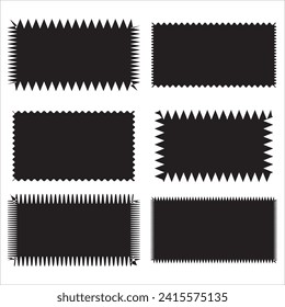  Wavy Edge Rectangle Shapes Icon Set. Zigzag edge rectangle frame icon.