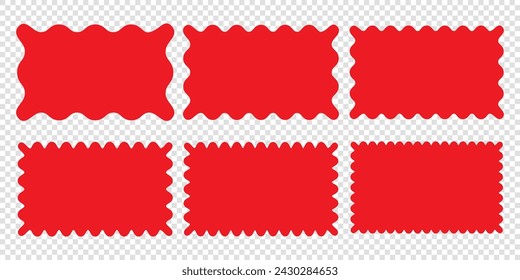 Wavy edge rectangle shapes icon vector set