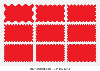 Wavy edge rectangle shapes icon vector set. Sale sticker, price tag, starburst vector icon set