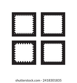 Vierkantenquadrat-Symbol 4 quadratische Formen mit gezackten Kanten. Einzeln auf weißem Hintergrund.