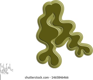 Wavy embossed vector shape isolated on white background. Abstract paper cut 3d layered object.