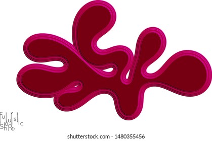 Wavy embossed vector shape isolated on white background. Abstract paper cut 3d layered object.