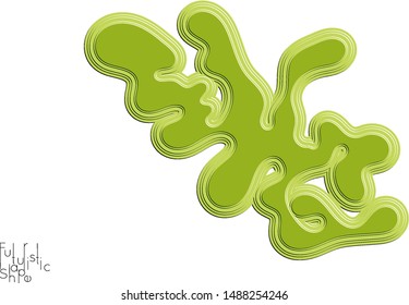 Wavy embossed vector shape isolated on white background. Abstract paper cut 3d layered object.