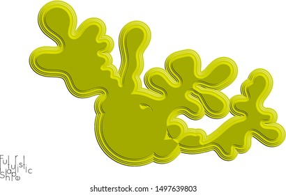 Wavy embossed vector shape isolated on white background. Abstract paper cut 3d layered object.